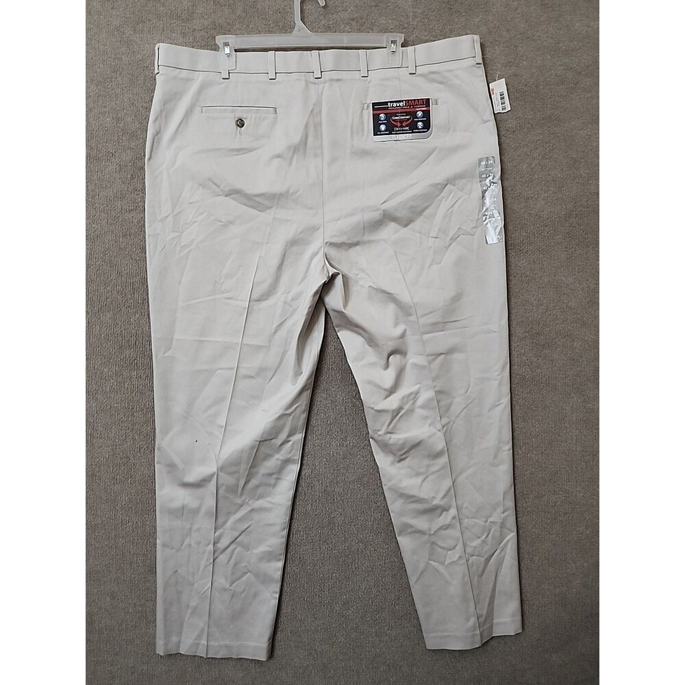 Roundtree Yorke Travel Smart Dress Pants Mens 48x34(33) Khaki Gray Non Iron NEW - Picture 5 of 9